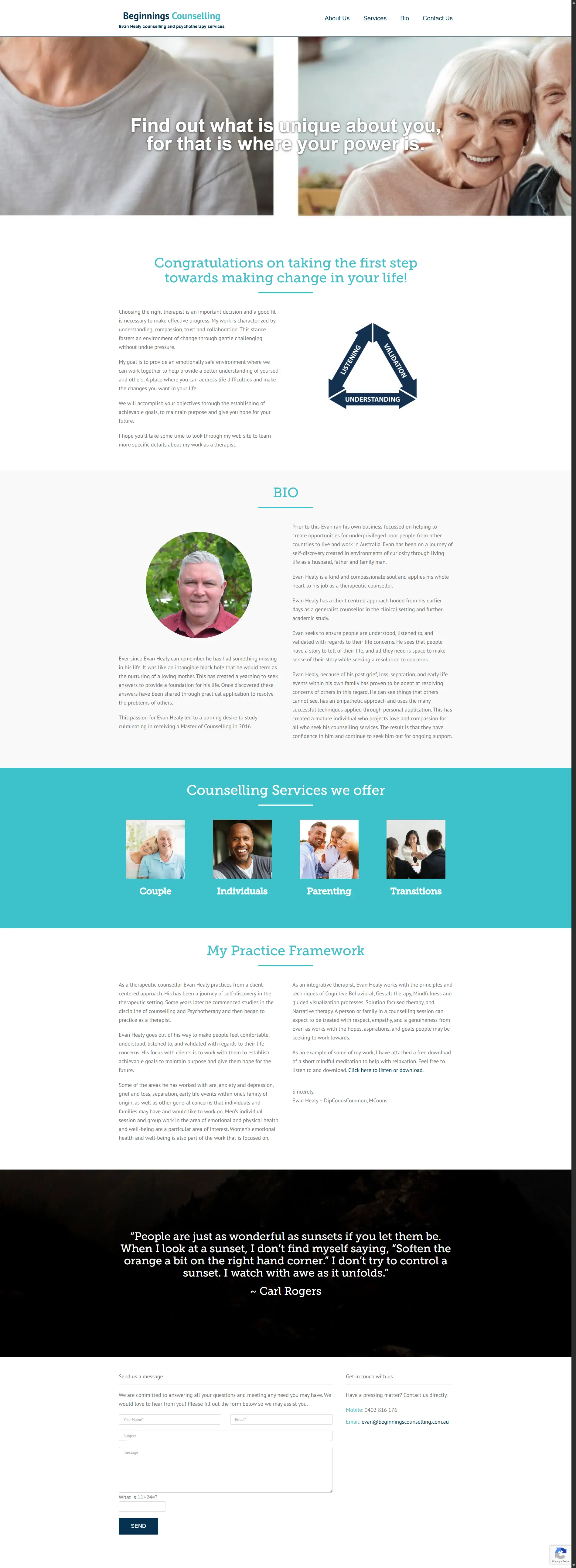 Beginnings Counselling project screenshot