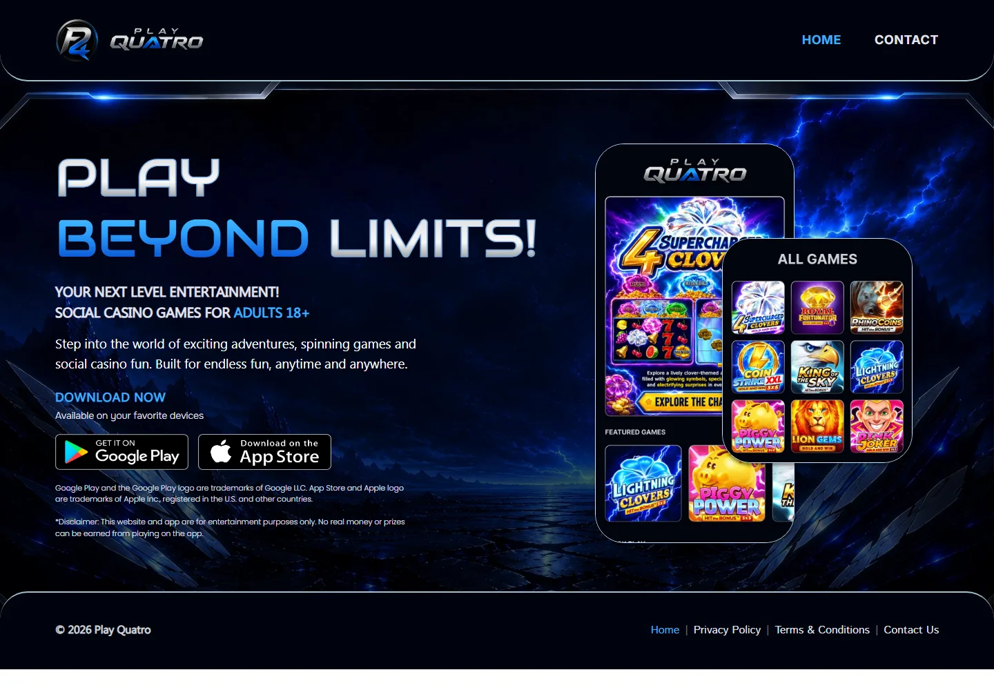 Play Quatro website screenshot